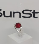 Кольцо 487-1, Серебро 925, Серебрение, Янтарь-Красный