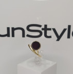 Кольцо 487-1, Серебро 925, Позолота, Янтарь-Вишневый