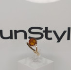 Кольцо 487-1, Серебро 925, Позолота, Янтарь-Коньячный