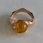 Кольцо 202-1, Серебро 925, Позолота, Янтарь-Лимонный