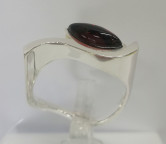 Кольцо 509-1, Серебро 925, Родирование, Янтарь-Вишневый