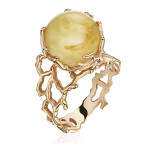 Кольцо 222-1, Серебро 925, Позолота, Янтарь-Матовый