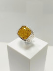 Кольцо 359-1, Серебро 925, Серебрение, Янтарь-Лимонный