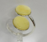 Кольцо 052-2, Серебро 925, Серебрение, Янтарь-Матовый