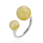 Кольцо 292-1, Серебро 925, Серебрение, Янтарь-Матовый