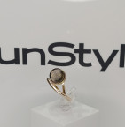 Кольцо 487-1, Серебро 925, Позолота, Янтарь-Зеленый