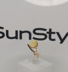 Кольцо 487-1, Серебро 925, Позолота, Янтарь-Матовый