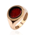 Кольцо 287-1, Серебро 925, Позолота, Янтарь-Вишневый