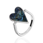 Кольцо 232-1, Серебро 925, Серебрение, Янтарь-Синий