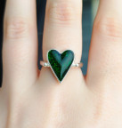 Кольцо 232-1, Серебро 925, Серебрение, Янтарь-Изумрудный