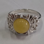 Кольцо 157-1, Серебро 925, Серебрение, Янтарь-Матовый