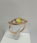 Кольцо 272-1, Серебро 925, Позолота, Янтарь-Матовый