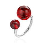 Кольцо 292-1, Серебро 925, Серебрение, Янтарь-Красный