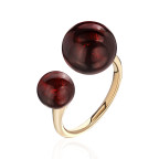 Кольцо 292-1, Серебро 925, Позолота, Янтарь-Вишневый