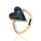 Кольцо 232-1, Серебро 925, Позолота, Янтарь-Синий