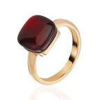 Кольцо 428-1, Серебро 925, Позолота, Янтарь-Вишневый