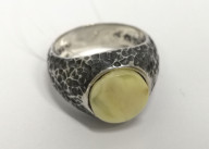 Кольцо 467-1, Серебро 925, Серебрение,чернение, Янтарь-Матовый
