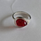 Кольцо 042-1, Серебро 925, Серебрение, Янтарь-Красный