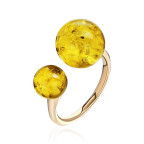 Кольцо 292-1, Серебро 925, Позолота, Янтарь-Лимонный
