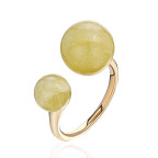 Кольцо 292-1, Серебро 925, Позолота, Янтарь-Матовый