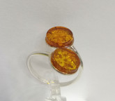 Кольцо 052-3, Серебро 925, Серебрение, Янтарь-Коньячный