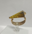 Кольцо 303-1, Серебро 925, Позолота, Янтарь-Лимонный