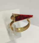 Кольцо 303-1, Серебро 925, Позолота, Янтарь-Красный
