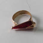 Кольцо 303-1, Серебро 925, Позолота, Янтарь-Красный