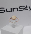 Кольцо 052-4, Серебро 925, Позолота, Янтарь-Матовый