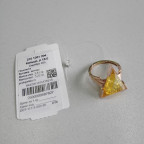 Кольцо 105-1, Серебро 925, Позолота, Янтарь-Лимонный