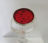 Кольцо 281-1, Серебро 925, Серебрение, Янтарь-Красный