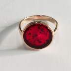 Кольцо 281-1, Серебро 925, Позолота, Янтарь-Красный