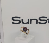 Кольцо 345-1, Серебро 925, Позолота, Янтарь-Вишневый; Фианиты