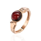 Кольцо 200-1, Серебро 925, Позолота, Янтарь-Вишневый