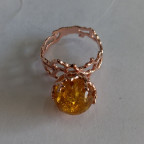 Кольцо 222-1, Серебро 925, Позолота, Янтарь-Лимонный