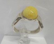 Кольцо 202-1, Серебро 925, Серебрение, Янтарь-Матовый