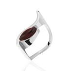 Кольцо 509-1, Серебро 925, Серебрение, Янтарь-Вишневый