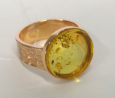 Кольцо 359-2, Серебро 925, Позолота, Янтарь-Лимонный