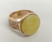 Кольцо 359-2, Серебро 925, Позолота, Янтарь-Матовый