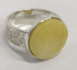 Кольцо 359-2, Серебро 925, Серебрение, Янтарь-Матовый