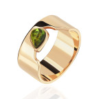 Кольцо 447-2, Серебро 925, Позолота, Янтарь-Изумрудный