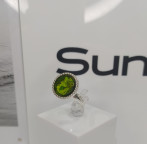 Кольцо 565-2, Серебро 925, Серебрение, Янтарь-Изумрудный