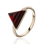 Кольцо 233-1, Серебро 925, Позолота, Янтарь-Вишневый