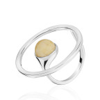 Кольцо 391-1, Серебро 925, Родирование, Янтарь-Матовый