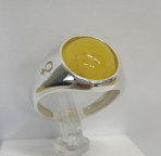 Кольцо 231-1, Серебро 925, Серебрение, Янтарь-Матовый