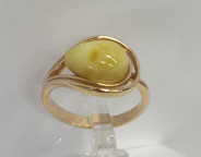 Кольцо 042-1, Серебро 925, Позолота, Янтарь-Матовый