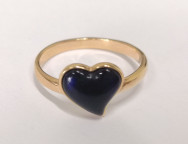 Кольцо 479-1, Серебро 925, Позолота, Янтарь-Синий