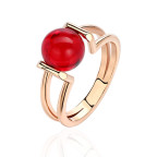 Кольцо 081-2, Серебро 925, Позолота, Янтарь-Красный
