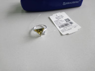 Кольцо 233-1, Серебро 925, Серебрение, Янтарь-Зеленый