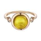 Кольцо 295-1, Серебро 925, Позолота, Янтарь-Лимонный